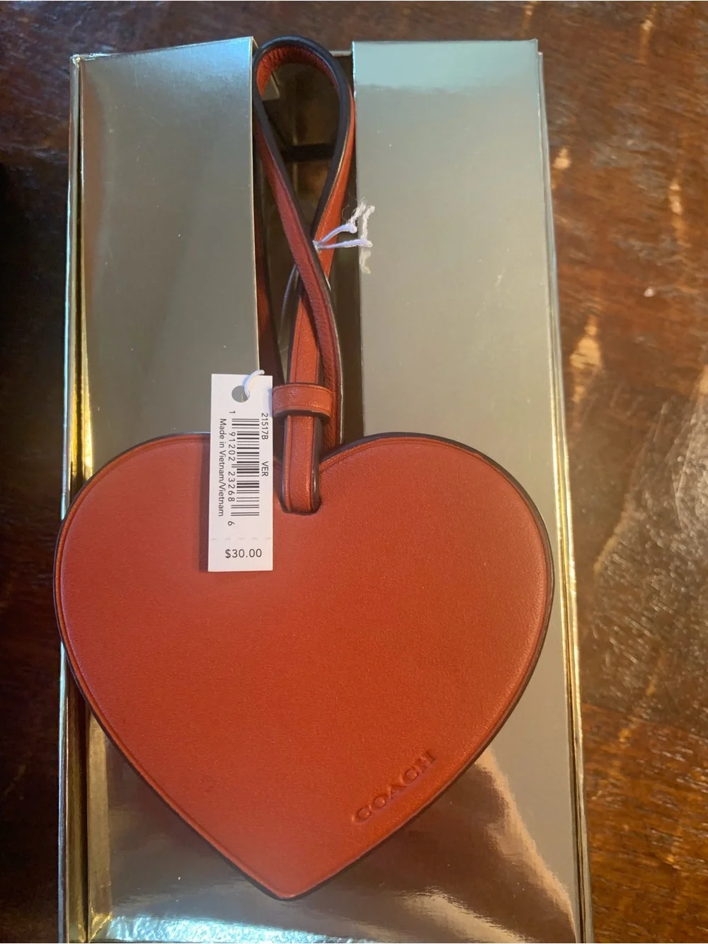 Coach Heart Shaped Leather Bag Charm/ Ornament NWT